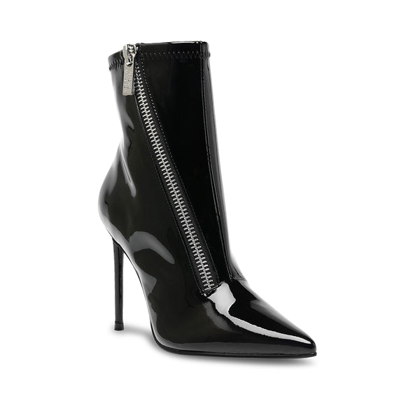 VIRTUOSO Patent Side Zipper Point Heel Boots - Black
