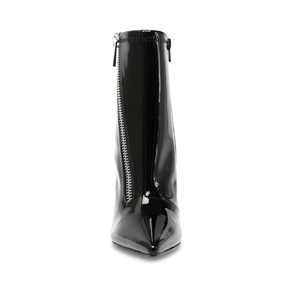 VIRTUOSO Patent Side Zipper Point Heel Boots - Black