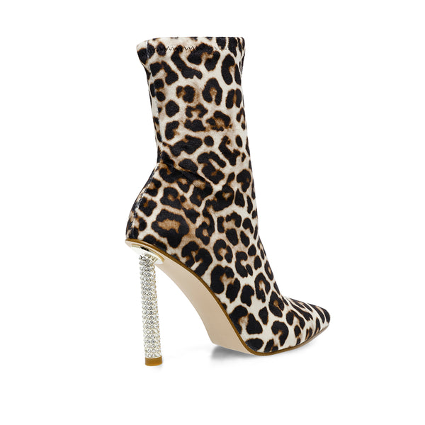 BRENTI Diamond Heel Booties - Leopard Print