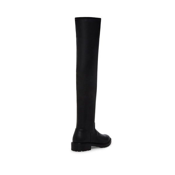 LIZBETH Versatile Leather Flat Over-the-Knee Boots - Black