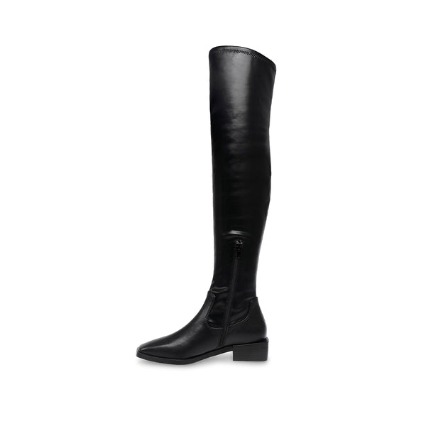 EXPEDITE Small Square Toe Chunky Heel Over the Knee Boots - Black