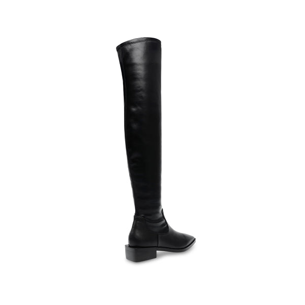EXPEDITE Small Square Toe Chunky Heel Over the Knee Boots - Black