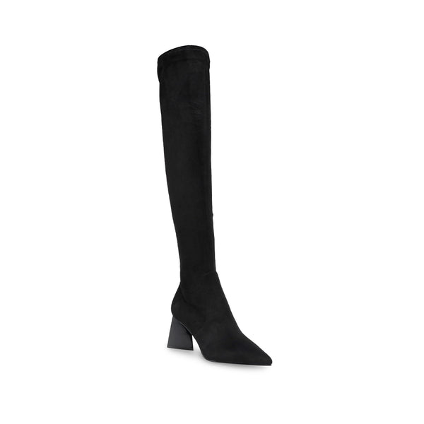 EVERMORE Suede Pointed Toe Triangle Heel Over the Knee Boots - Black