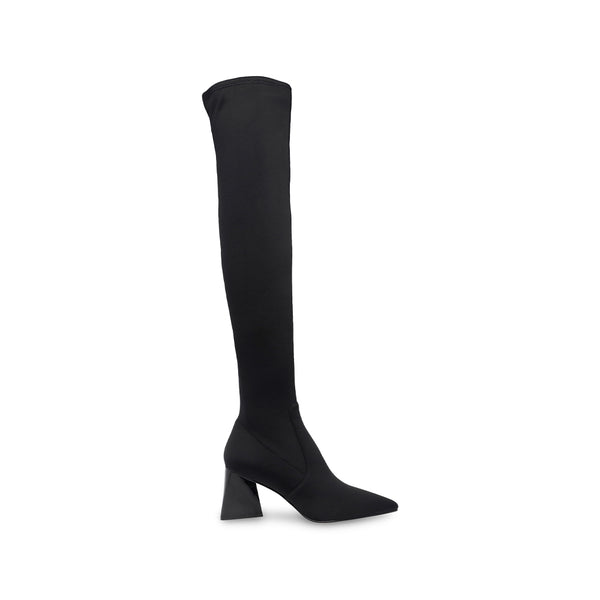 EVERMORE Suede Pointed Toe Triangle Heel Over the Knee Boots - Black