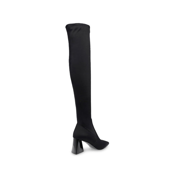 EVERMORE Suede Pointed Toe Triangle Heel Over the Knee Boots - Black