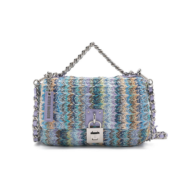 BKPRISM Wool Silver Chain Crossbody Bag - Blue Purple