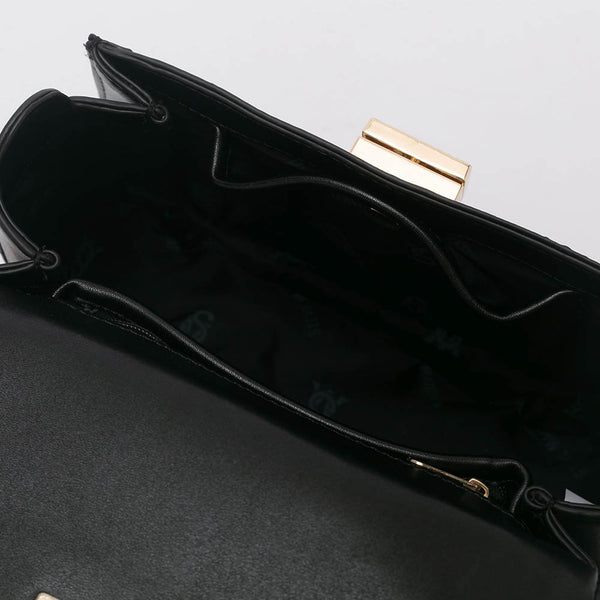 BEMELN-E Leather Flip Hand Crossbody Bag-Black