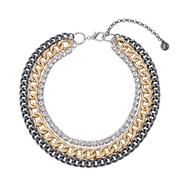 3 in 1 Chunky Chain Necklace - Gold and Silver