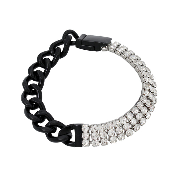 Two-tone chunky chain bracelet - black silver