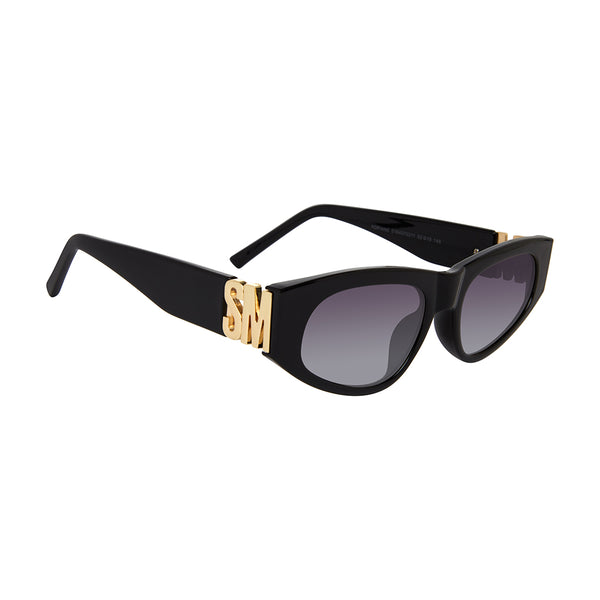 ADRIANE - Alphabet Gold Rim Sunglasses - Black 