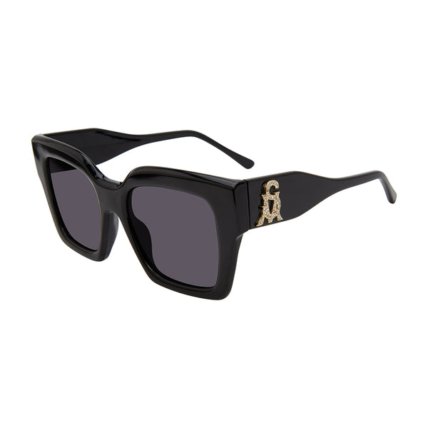 DAVINA-Square Frame Sunglasses-Black 