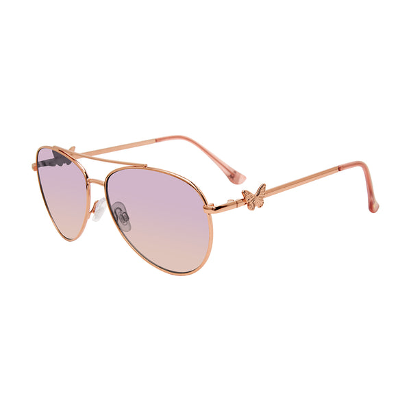 HARLEE-Round Frame Butterfly Sunglasses-Pink 