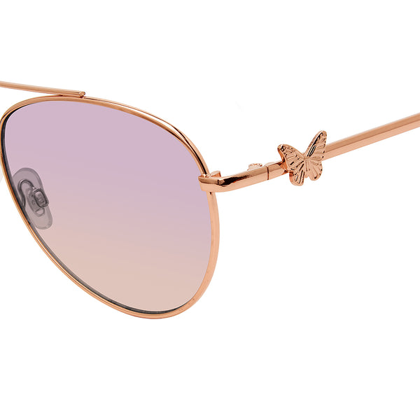 HARLEE-Round Frame Butterfly Sunglasses-Pink 