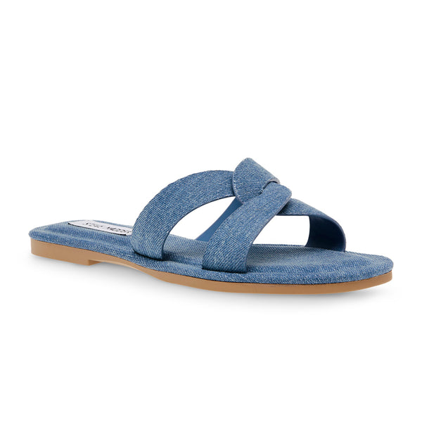 PRECISELY Cross Kink Flat Sandals - Denim Blue