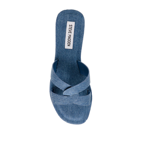 PRECISELY Cross Kink Flat Sandals - Denim Blue