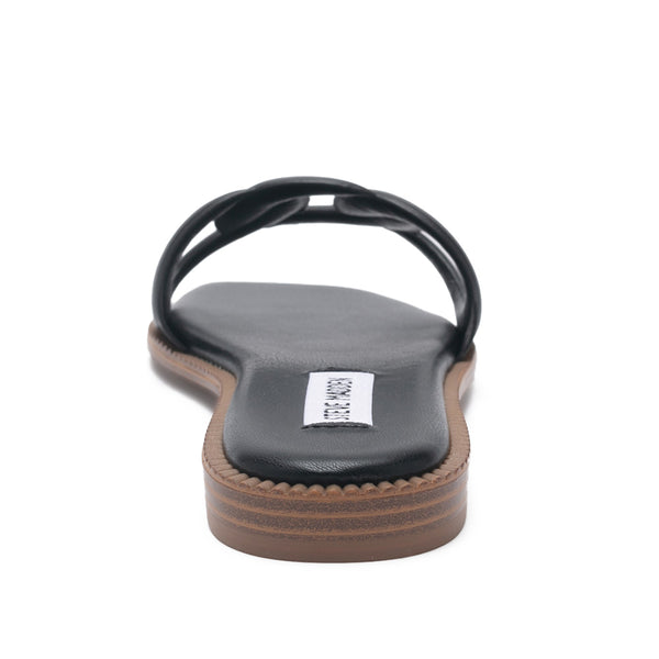 STASH Leather Basket Empty Flat Sandals - Black