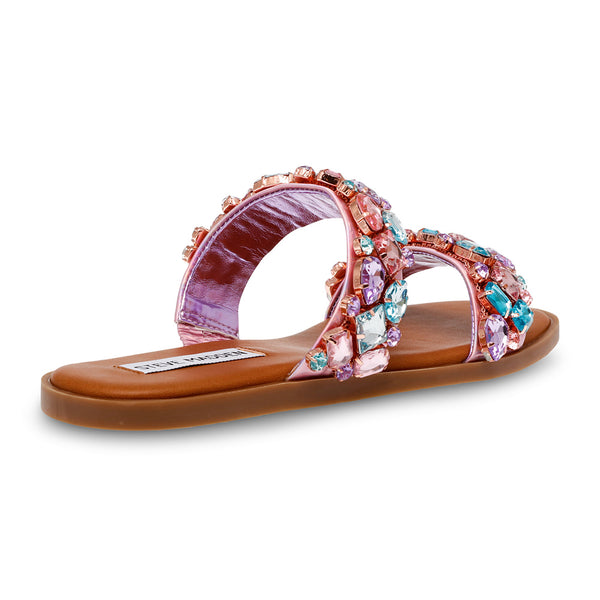BRILLANTE Diamond Double Strap Sandals - Pink