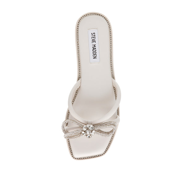 STYLET Rhinestone Bow Square Toe Slippers-White