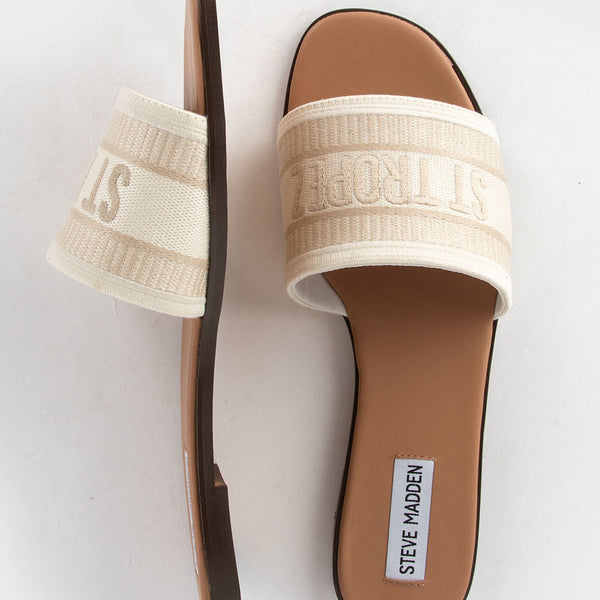 KNOX Embroidered Cotton Sandals - Beige
