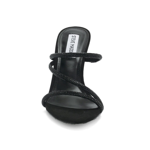 MARVELA Flash Diamond Three Strap Stiletto Sandals-Black