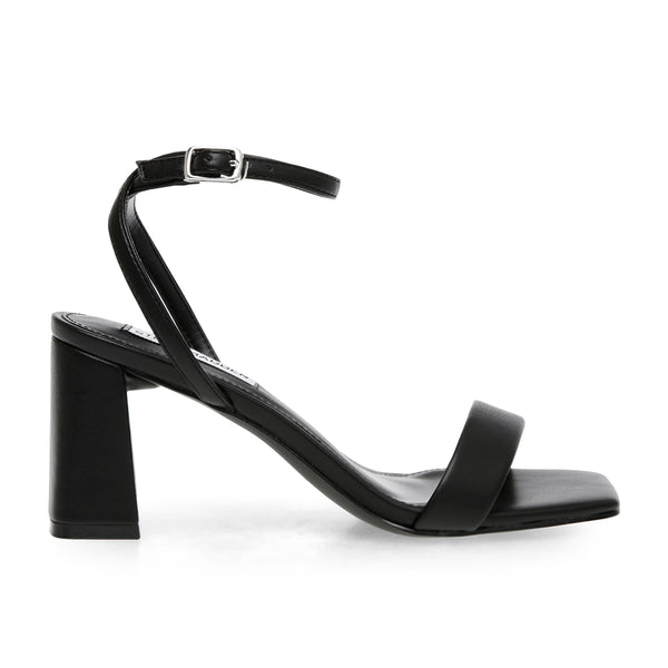 LUXE Square Toe Wraparound Block Heel Sandals - Black