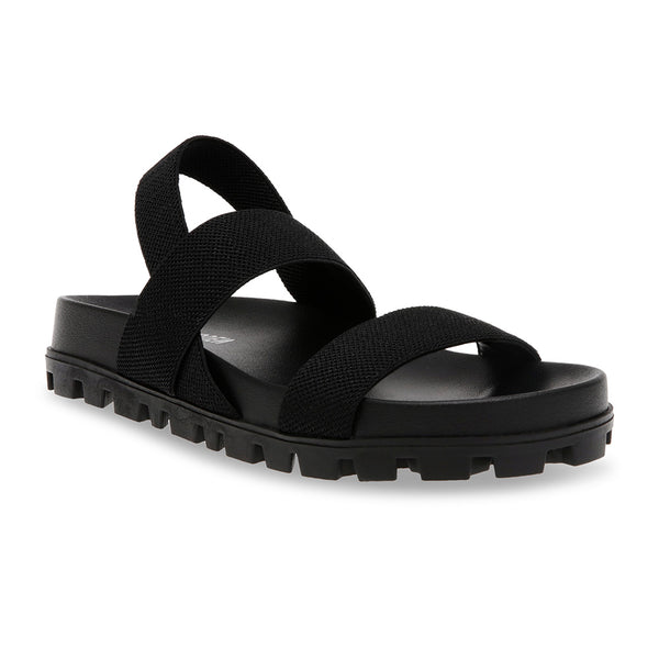 SWAGGY Elastic Strap Flat Sandals - Black