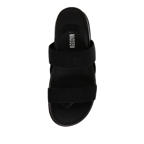 SWAGGY Elastic Strap Flat Sandals - Black