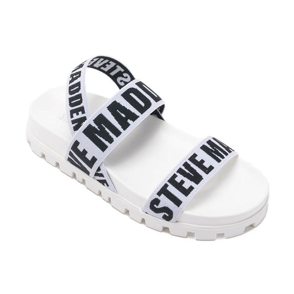 SWAGGY-SM Elastic Band Letter Flat Sandals - White
