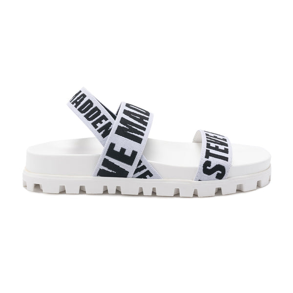 SWAGGY-SM Elastic Band Letter Flat Sandals - White