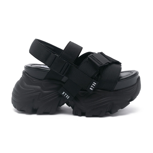 VOLTZ Casual Lace Up Platform Sandals - Black