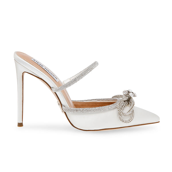 VEVINA Diamond Bow Pointed Toe Shoes-White