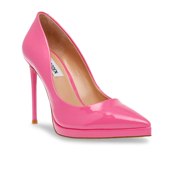 KLASSY plain patent leather pointed high heels - peach pink