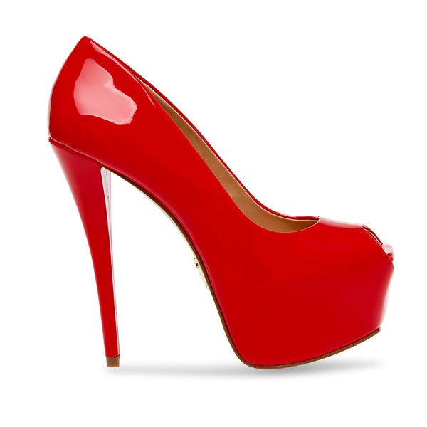 PRESECCO Fish Mouth High Platform Stiletto Shoes-Mirror Red